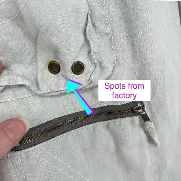 Pete & Greta by Johnny Was Cargo Shorts *SPOTS* Womens Sz 2 Linen Y2k Pale Green